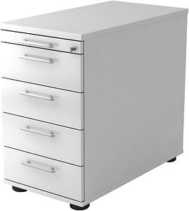 Thumbnail - HAMMERBACHER Gradeo Standcontainer weiß 5 Auszüge 42,8 x 80,0 x 72,0 - 76,0 cm