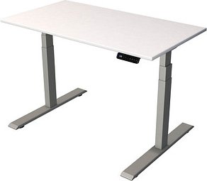 Kerkmann Smart office elektrisch höhenverstellbarer Schreibtisch weiß rechteckig, T-Fuß-Gestell silber 120,0 x 65,0 cm