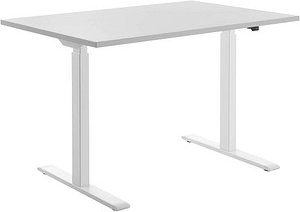 Topstar E-Table elektrisch höhenverstellbarer Schreibtisch lichtgrau rechteckig, T-Fuß-Gestell weiß 120,0 x 80,0 cm