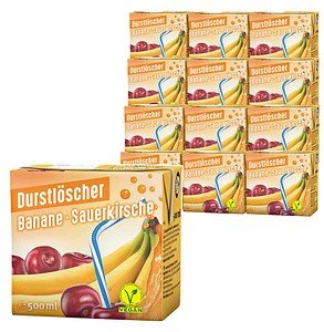 DURSTLÖSCHER Fruchtsaftgetränk Banane, Sauerkirsche 12x 0,5 l