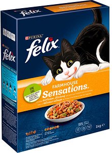 felix® Katzen-Trockenfutter Farmhouse Sensations mit Huhn, Truthahn und Gemüse 1,0 kg