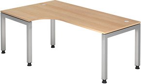 HAMMERBACHER JS82 höhenverstellbarer Schreibtisch eiche L-Form, 5-Fuß-Gestell eiche 200,0 x 120,0 cm