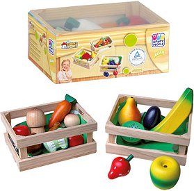 HAPPY PEOPLE® Kaufladen-Zubehör Holzkorb Obst und Gemüse mehrfarbig