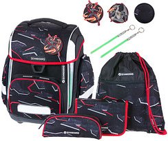 SCHNEIDERS Schulranzen-Set Ergolite Dragon Hero Kunstfaser schwarz/rot