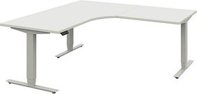 Thumbnail - röhr Techno elektrisch höhenverstellbarer Schreibtisch weiß L-Form, C-Fuß-Gestell silber 180,0 x 80,0/100,0 cm