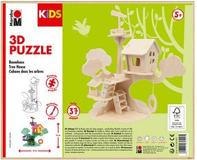 Marabu KiDS Baumhaus 3D-Puzzle, 37 (bemalbar) Teile