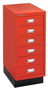 BISLEY MultiDrawer™ L296S Schubladenschrank kardinalrot 6 Schubladen 27,8 x 38,0 x 67,0 cm