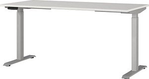 GERMANIA Agenda Office höhenverstellbarer Schreibtisch lichtgrau rechteckig, T-Fuß-Gestell silber 160,0 x 80,0 cm