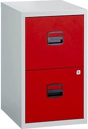 BISLEY Home PFA 2 Hängeregistraturschrank lichtgrau, kardinalrot 2 Schubladen 41,3 x 40,0 x 67,2 cm, 1 St.