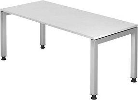 HAMMERBACHER JS19 höhenverstellbarer Schreibtisch weiß rechteckig, 4-Fuß-Gestell silber 180,0 x 80,0 cm