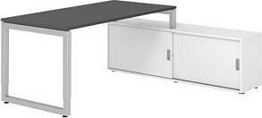HAMMERBACHER RSE16SB höhenverstellbarer Schreibtisch grafit rechteckig, Kufen-Gestell silber 160,0 x 80,0 cm