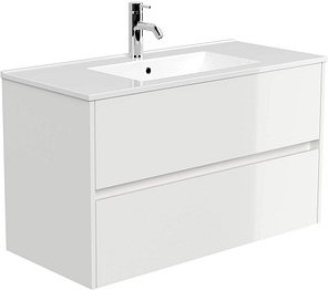 POSSEIK Waschbecken mit Unterschrank LIMES 100 weiß glanz 100,0 x 46,5 x 58,5 cm