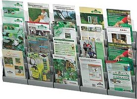 PAPERFLOW Wandprospekthalter Integral silber DIN A4 20 Fächern 116,0 x 9,0 x 73,0 cm, 5 St.