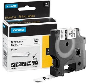 DYMO Schriftband RHINO 18444, 12 mm schwarz auf weiß, 1 St.