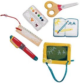 Rayher Holz-Streudeko rot/gelb/weiß Schulanfang, 6 St.