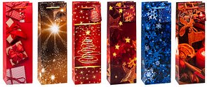 TSI Geschenktüten für Flaschen Weihnachten Serie 8 Motiv sortiert 12,0 x 36,0 cm, 12 St.