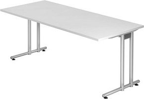 HAMMERBACHER NS19 Schreibtisch weiß rechteckig, C-Fuß-Gestell silber 180,0 x 80,0 cm