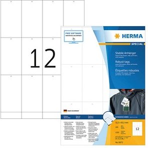 Thumbnail - HERMA Hängeetiketten weiß 52,5 x 93,5 mm blanko, 100 Blatt