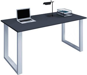 VCM my office Lona Schreibtisch anthrazit rechteckig, U-Fuß-Gestell silber 160,0 x 80,0 cm