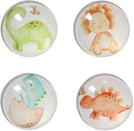 Zeller Dinos Magnete Motiv, Kunststoff Ø 2,5 x 0,8 cm, 4 St.