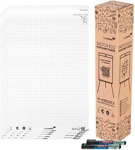 Thumbnail - AKTION: Legamaster Flipchart-Papier SKETCH ECO kariert 65,0 x 98,0 cm, 20 Blatt, 5 Blöcke + GRATIS 2x edding 31 EcoLine ...