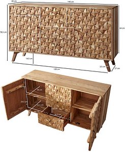 Thumbnail - WOHNLING Sideboard, WL5.598 akazie 140,0 x 40,0 x 78,5 cm, 1 St.