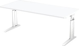 Thumbnail - HAMMERBACHER Haziender höhenverstellbarer Schreibtisch weiß rechteckig, C-Fuß-Gestell weiß 180,0 x 80,0 cm