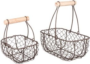 Rayher Dekoartikel braun Metall-Korb mit Holzgriff, 2 St.
