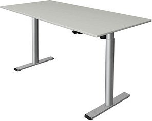 Kerkmann Move 1 base elektrisch höhenverstellbarer Schreibtisch lichtgrau rechteckig, T-Fuß-Gestell silber 160,0 x 80,0 ...