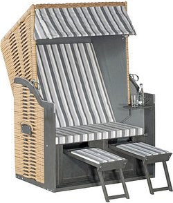 Sunny Smart® Strandkorb Rustikal 15Z grau, creme, weiß, braun Kunststoff, Holz, 1-teilig