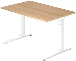 HAMMERBACHER VXB12 höhenverstellbarer Schreibtisch eiche rechteckig, C-Fuß-Gestell weiß 120,0 x 80,0 cm