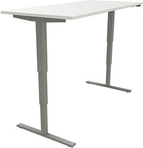 Thumbnail - fm fastline elektrisch höhenverstellbarer Schreibtisch weiß rechteckig, T-Fuß-Gestell silber 180,0 x 80,0 cm