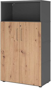 Thumbnail - HAMMERBACHER Regalschrank FlexWall, VFW48T3KG/G/R/BS grafit, asteiche 80,0 x 40,0 x 145,0 cm, 1 St.