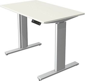 Thumbnail - Kerkmann Move 3 tube elektrisch höhenverstellbarer Schreibtisch weiß rechteckig, T-Fuß-Gestell silber 100,0 x 60,0 cm