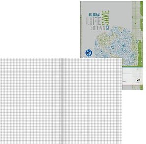 BRUNNEN Schulheft Recycling Lineatur 28 kariert DIN A4 Innen- und Außenrand, 16 Blatt, 1 St.