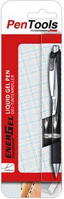Pentel ENERGEL BLP77 Gelschreiber schwarz/silber 0,35 mm, Schreibfarbe: schwarz, 2 St.