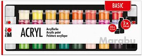 Marabu Basic Acrylfarben farbsortiert 32 x 3,5 und 2 x 59,0 ml, 35 St.