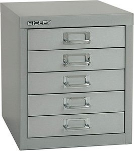 BISLEY MultiDrawer™ L125 Schubladenschrank silber 5 Schubladen 27,9 x 38,0 x 32,5 cm
