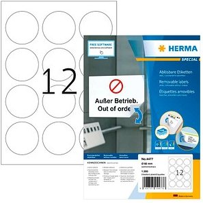 Thumbnail - HERMA Etiketten 4477 weiß 60,0 x 60,0 mm, 100 Blatt
