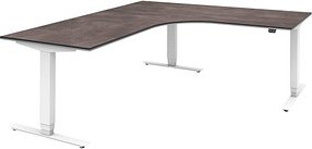 Thumbnail - röhr Imperia elektrisch höhenverstellbarer Schreibtisch quarzit fünfeckig, T-Fuß-Gestell weiß 180,0/200,0 x 80,0/200,0 c...