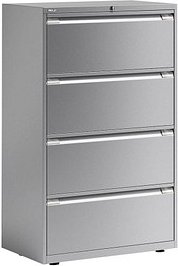 BISLEY Essentials Hängeregistraturschrank silber 4 Schubladen 80,0 x 47,0 x 130,0 cm, 1 St.