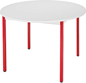SODEMATUB Mehrzwecktisch lichtgrau, rot rund, Vierkantrohr rot, 110,0 x 110,0 x 74,0 cm