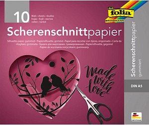 folia Scherenschnittpapier gummiert schwarz 105 g/qm 10 Blatt