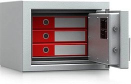 ISS Tresor Karlsruhe I Sicherheitsstufe 1 nach EN 1143-1 mit Feuerschutz lichtgrau 49,5 x 47,2 x 37,5 cm