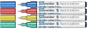 Schneider 010 Lackmarker farbsortiert 0,8 mm, 4 Set