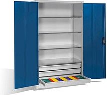 CP Stahlschrank 8932-503 S10240 lichtgrau, enzianblau 4 Fachböden 120,0 x 60,0 x 195,0 cm, aufgebaut, 1 St.