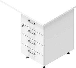 Quadrifoglio Standcontainer weiß 4 Auszüge Kunststoff-Stangengriff weiß 80,0 x 60,0 x 75,0 cm