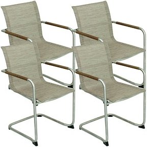 Garden Pleasure Gartenstühle mit Armlehnen NOVA beige, 4 St.