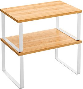 SONGMICS Küchen-Organizer bambus, weiß 29,7 x 19,5/18,5 x 15,8/13,7 cm, 2 St.