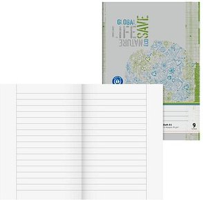 BRUNNEN Schulheft Recycling Lineatur 9 liniert DIN A5 Außenrand, 16 Blatt, 1 St.